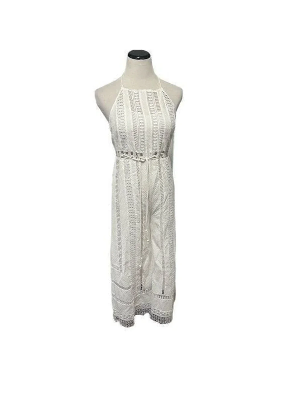 Free People Sydney Sky White Halter Jumpsuit Sz XS